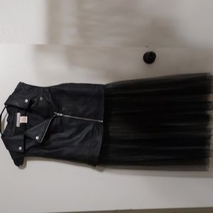 Faux leather vest with tulle skirt